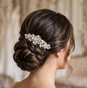 Women's Rhinestone & Pearl Bridal Floral Hair Accessory - New